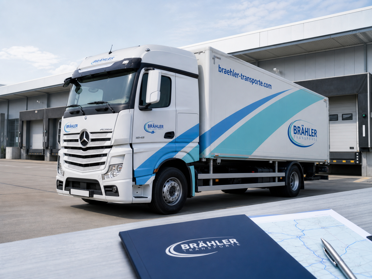 Brähler truck with route documents at the depot